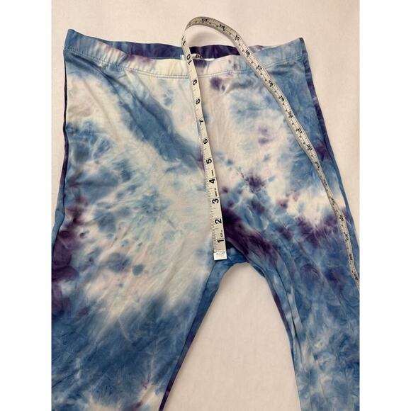 Bohemian Island Bell Bottom Pants Tie Dye Blue Purple Boho Unique 70s Small - Picture 3 of 8
